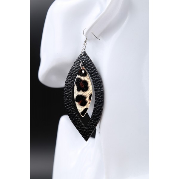 Leopard Printed Hollow Out Pendant Earrings