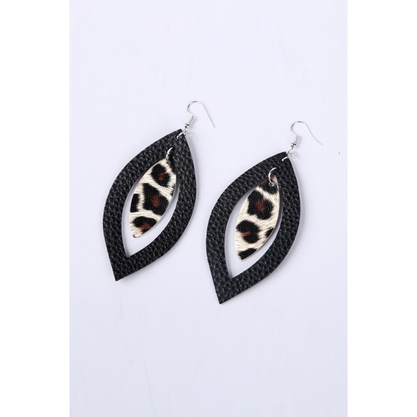 Leopard Printed Hollow Out Pendant Earrings