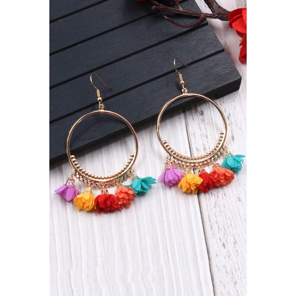 Multicolor Flower Tassel Earrings