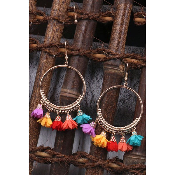 Multicolor Flower Tassel Earrings
