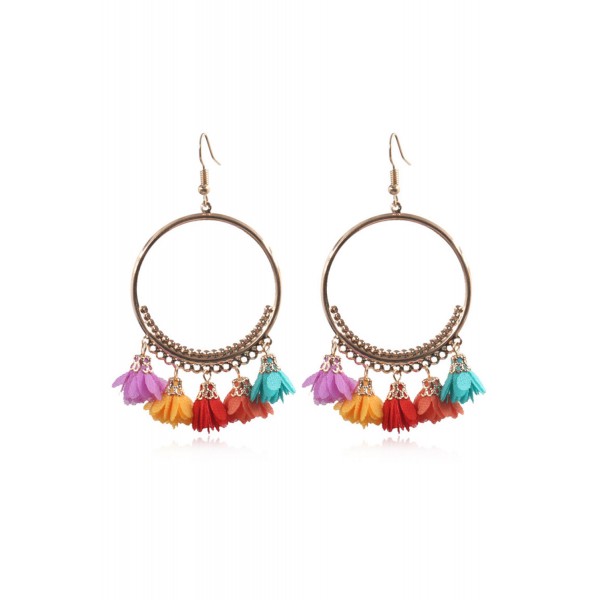 Multicolor Flower Tassel Earrings