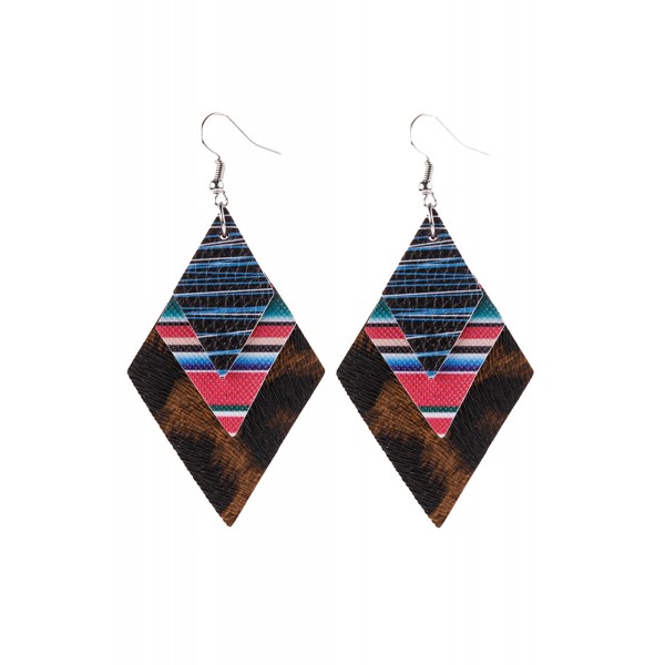 Three-Layered Faux Leather Printed Earrings