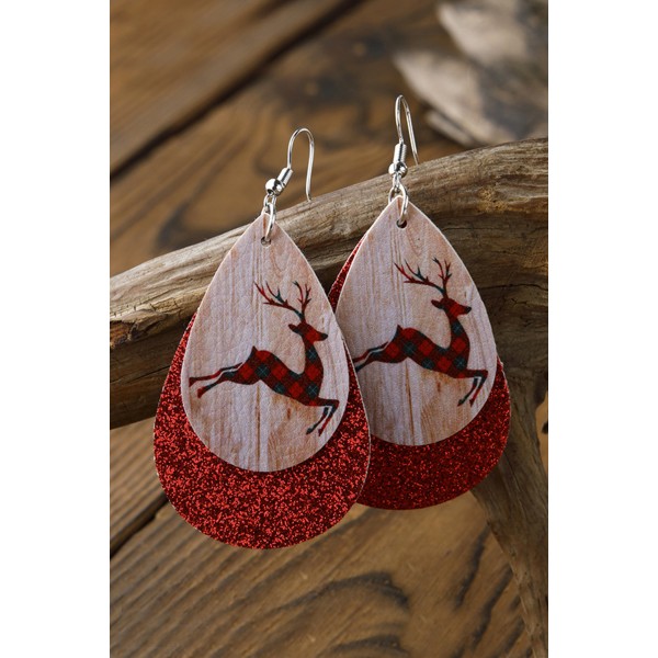 Double Layer Christmas Elk Earrings