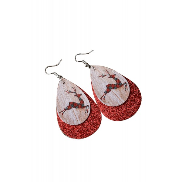 Double Layer Christmas Elk Earrings