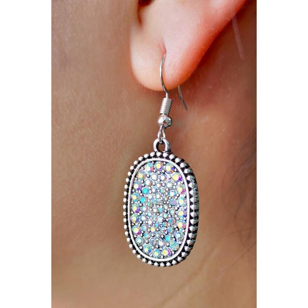 Multi-color Antique Silvery Hook Earrings
