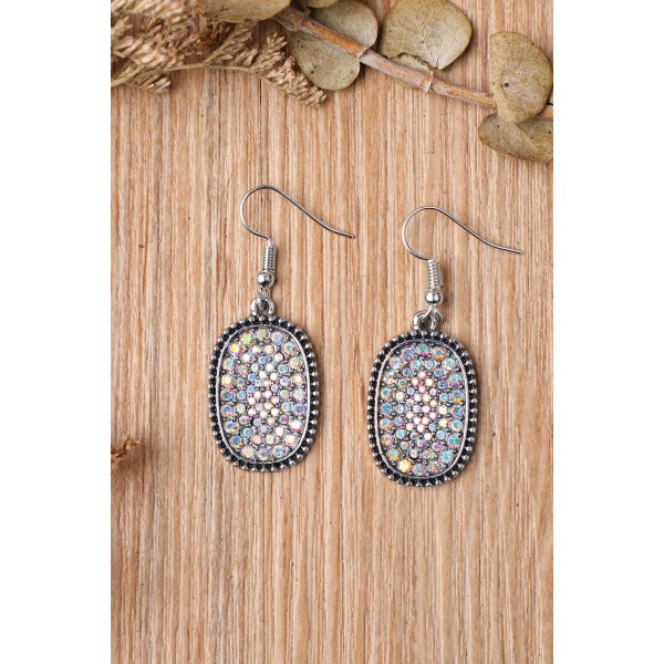 Multi-color Antique Silvery Hook Earrings