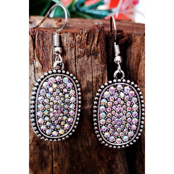Multi-color Antique Silvery Hook Earrings
