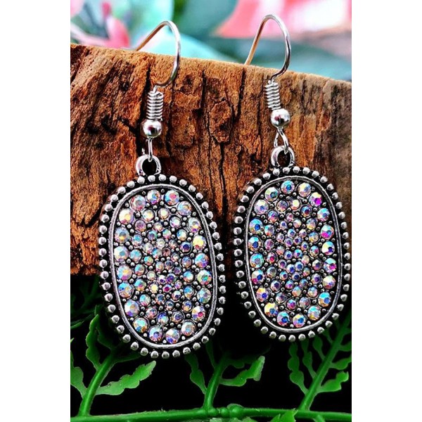 Multi-color Antique Silvery Hook Earrings