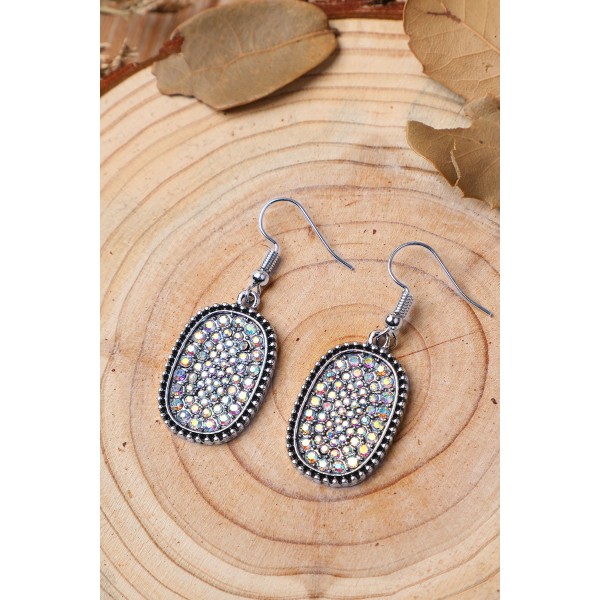 Multi-color Antique Silvery Hook Earrings