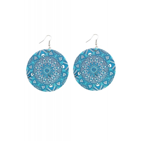 Light Blue Vintage Geometric Mandala Paisley Earrings