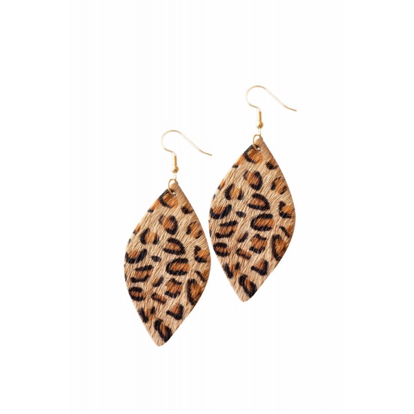 Leopard Print Faux Fur Dangle Earrings