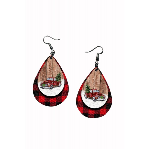Water Drop Christmas Car Double Layer Earrings
