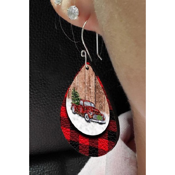Water Drop Christmas Car Double Layer Earrings