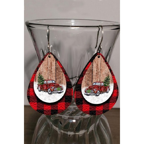 Water Drop Christmas Car Double Layer Earrings