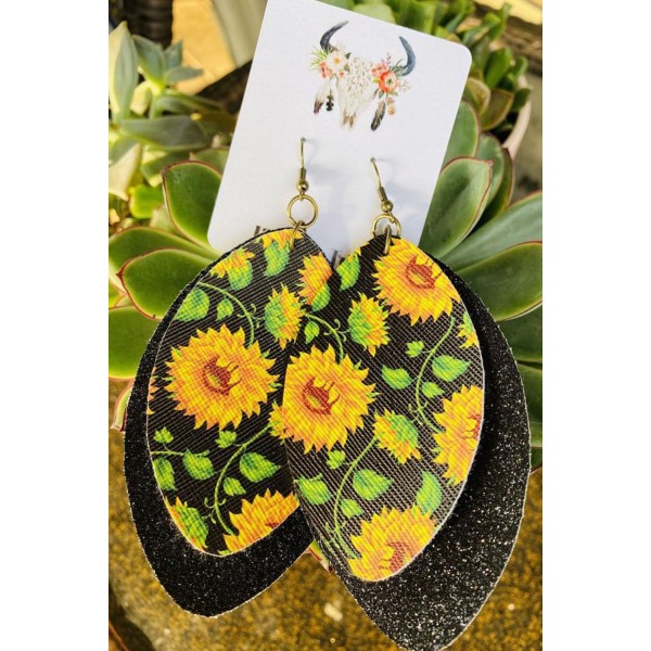 Layered Sequin Sunflower Earrings