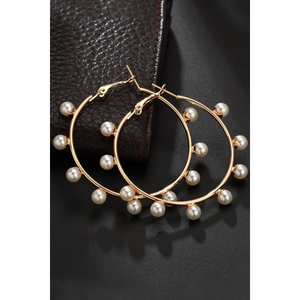 Sweet Faux Pearl Hoop Earrings