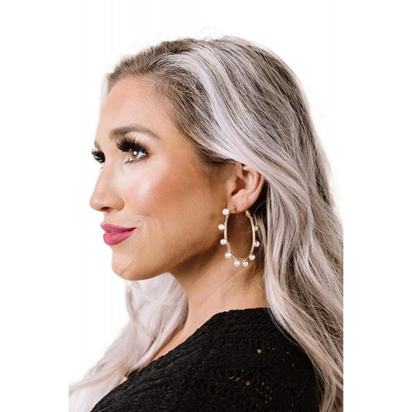 Sweet Faux Pearl Hoop Earrings