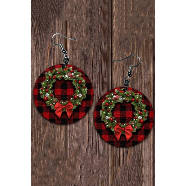 Christmas Wreath Plaid  Earrings