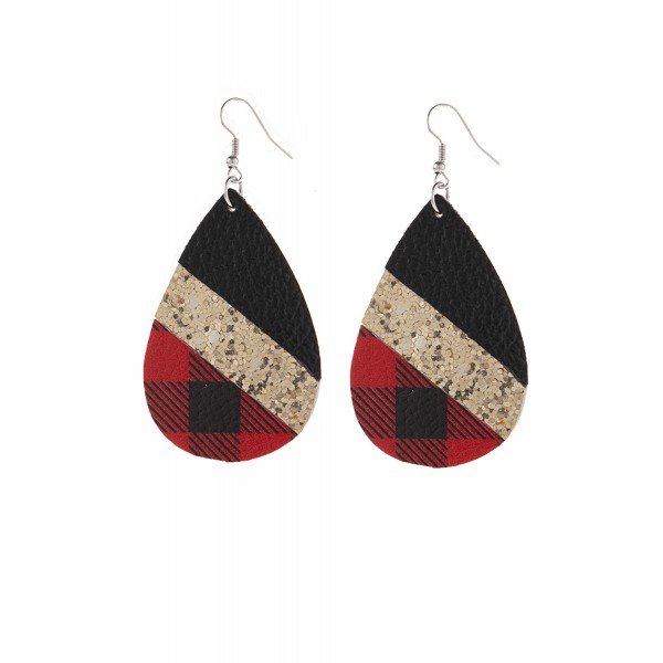 Golden Plaid Water Drop Earrings
