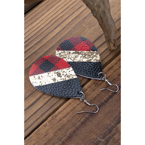 Golden Plaid Water Drop Earrings