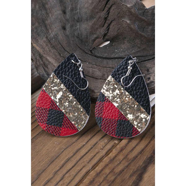 Golden Plaid Water Drop Earrings