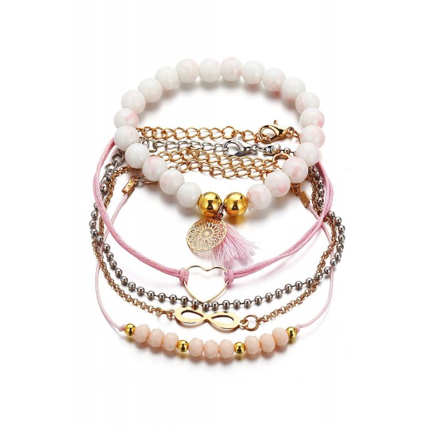 Pink Marble Love Forever Dream Catcher Bracelet Set