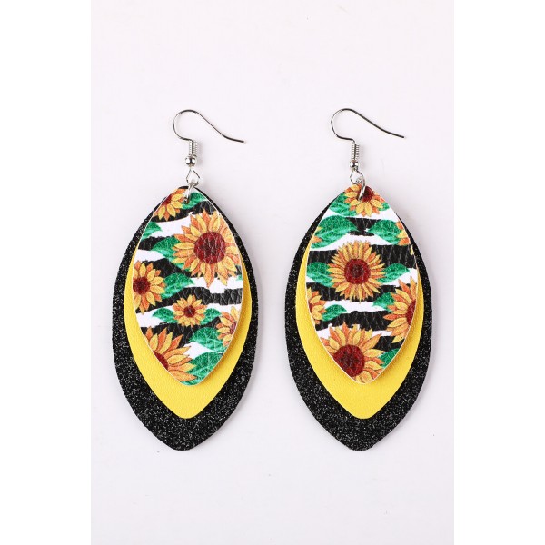 Triple Layer Sun Flower Earrings