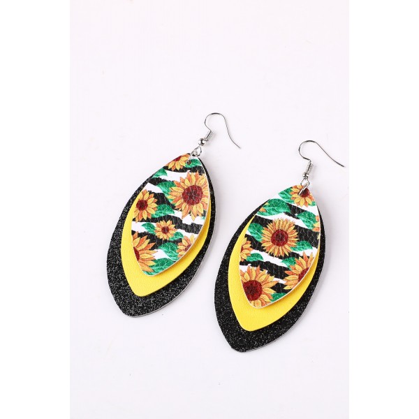 Triple Layer Sun Flower Earrings