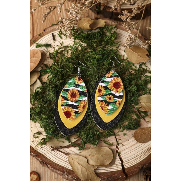 Triple Layer Sun Flower Earrings