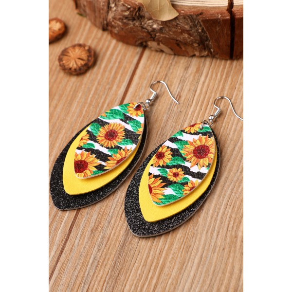 Triple Layer Sun Flower Earrings