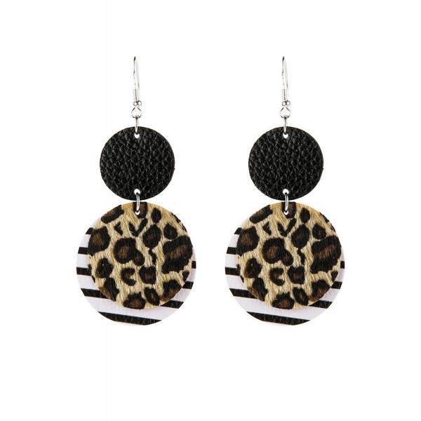Vintage Leopard Striped Dual-Layered Leather Earrings