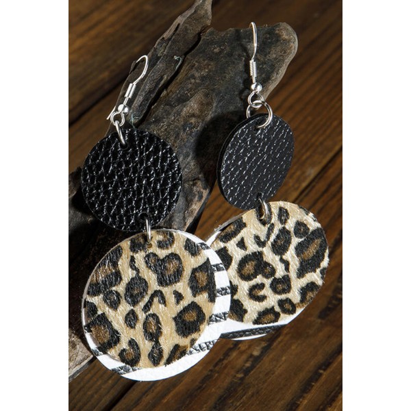 Vintage Leopard Striped Dual-Layered Leather Earrings