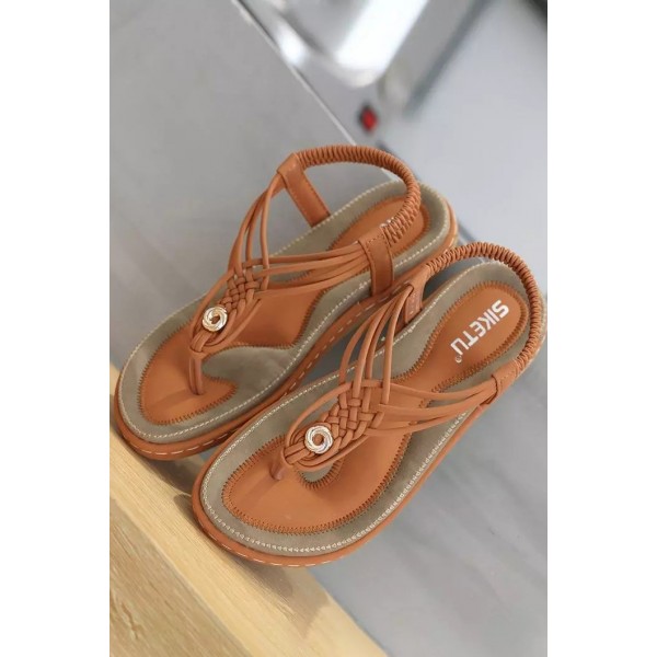 Metal Braided Flat Sandals