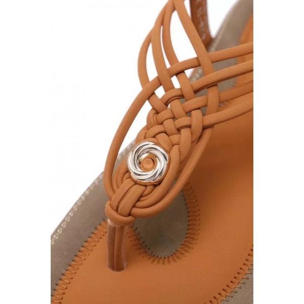 Metal Braided Flat Sandals
