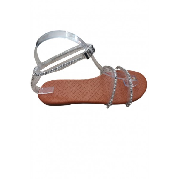 Brown Rhinestone Decor Strappy Sandals