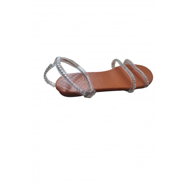 Brown Rhinestone Decor Strappy Sandals