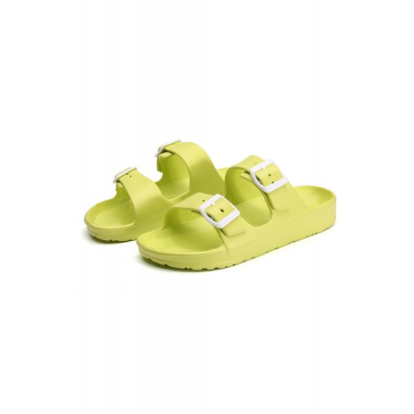 Green Two Straps Buckled Sandals