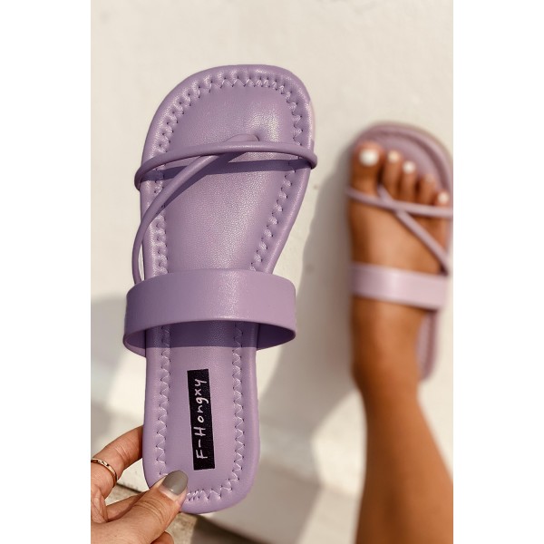 Violet Faux Leather Slip-on Sandals