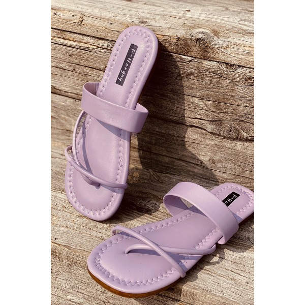 Violet Faux Leather Slip-on Sandals