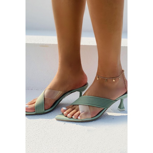 Crisscross Point Toe Open Back Heeled Sandals