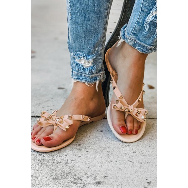 Apricot Studded Jelly Sandals