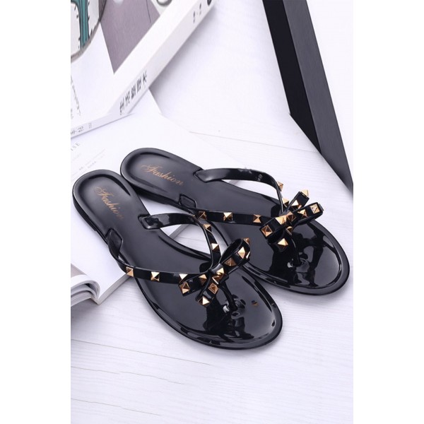 Black Studded Jelly Sandals