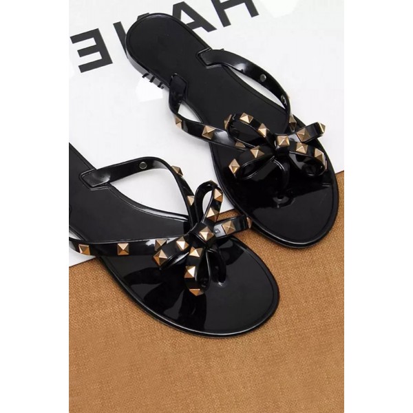 Black Studded Jelly Sandals