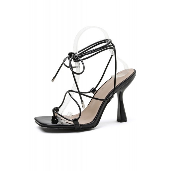 Criss Cross Lace-up Square Toe High Heels