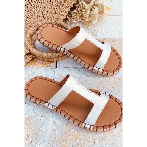 White PU Leather Slip-on Sandals