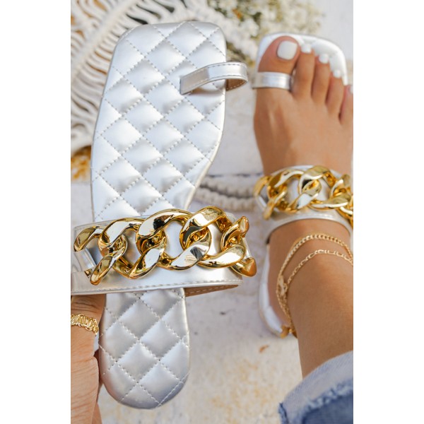Rhombus Chain Toe Ring Sandals