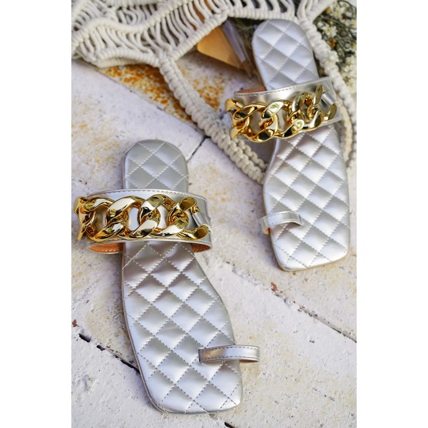 Rhombus Chain Toe Ring Sandals