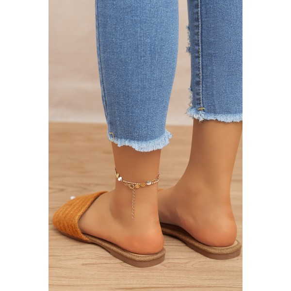 Open Toe Woven Jute Strap Flat Sandals