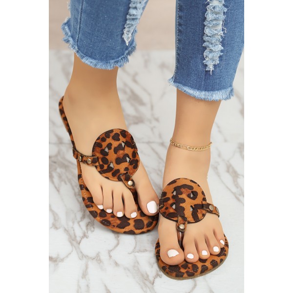 Leopard Print Flip Flops Sandals