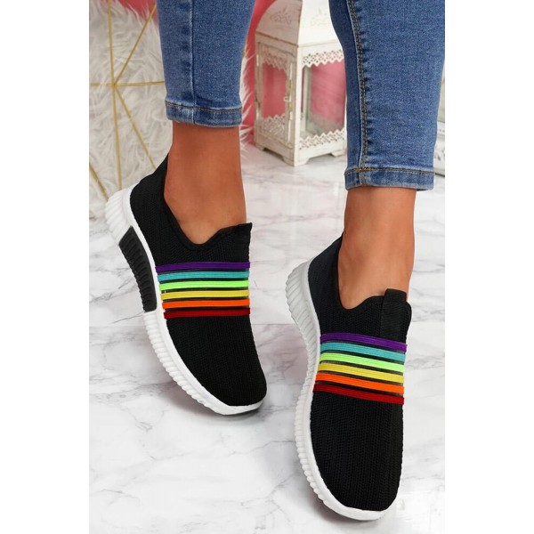 Breathable Rainbow Slip On Round Toe Sneakers